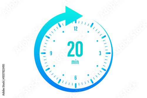 The 20 minutes Stopwatch icon in flat style