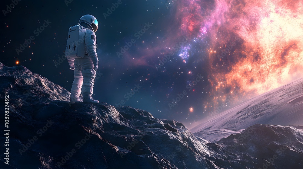 Spaceman and planet, human in space concept. Spaceman and planet, human in space concept.