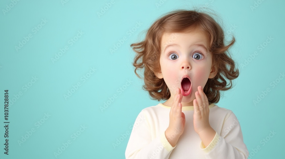 Surprised toddler expressing wonder and excitement Surprised toddler expressing wonder and excitement