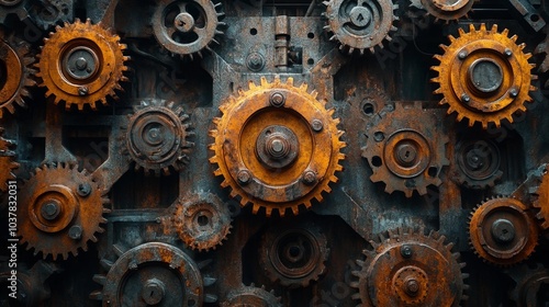 Wallpaper Mural Rusty Gear Mechanism with Vintage Industrial Aesthetic. Generative AI Torontodigital.ca