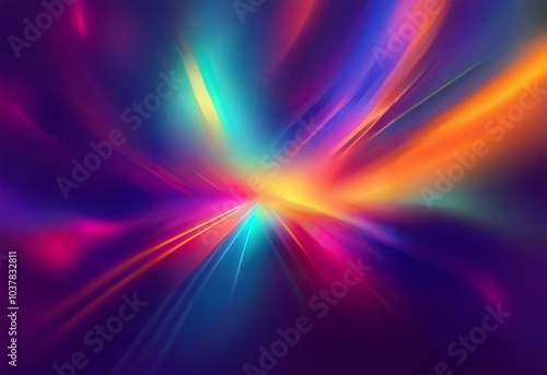 An abstract burst of vibrant colors radiates from the center.