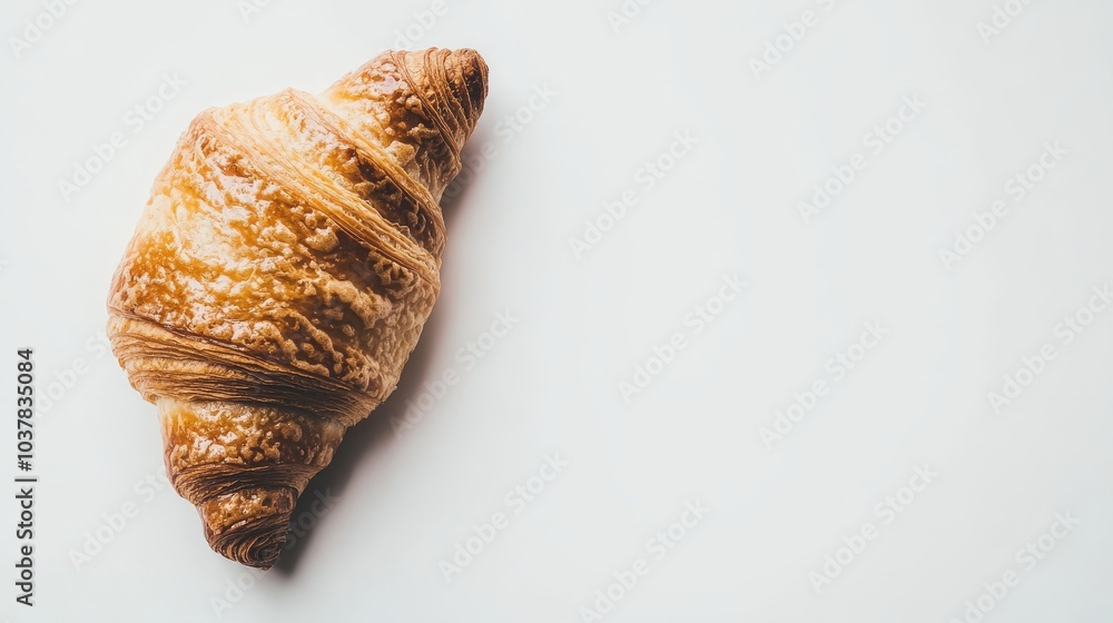Freshly Baked Golden Croissant on Light Background Freshly Baked Golden Croissant on Light Background