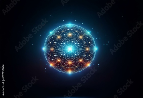 A glowing orb of energy formed by interconnected points of light.