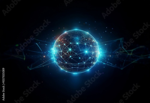 Wallpaper Mural A blue glowing globe illustration on a black background. Torontodigital.ca