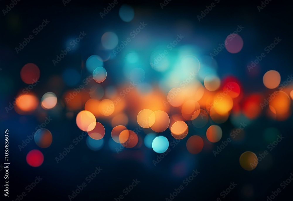 Abstract background with blurred circles of light in blue, orange, and red hues. Abstract background with blurred circles of light in blue, orange, and red hues.