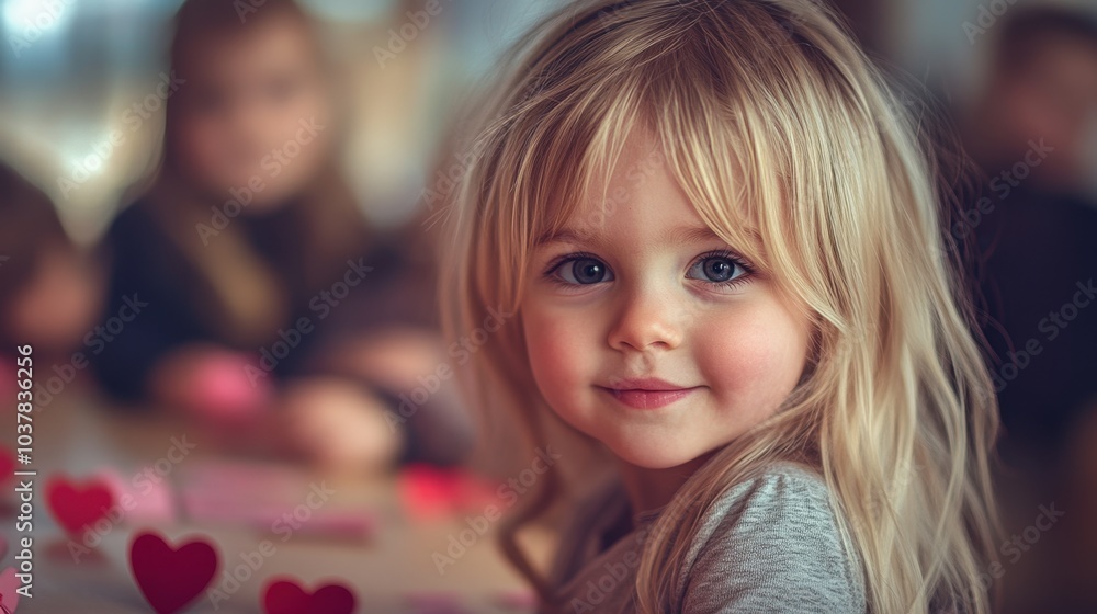 Adorable Little Girl with Blonde Hair and Blue Eyes Smiling at Camera Adorable Little Girl with Blonde Hair and Blue Eyes Smiling at Camera