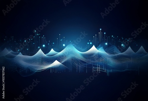Wallpaper Mural Abstract digital background with glowing blue lines, dots, and waves. Torontodigital.ca
