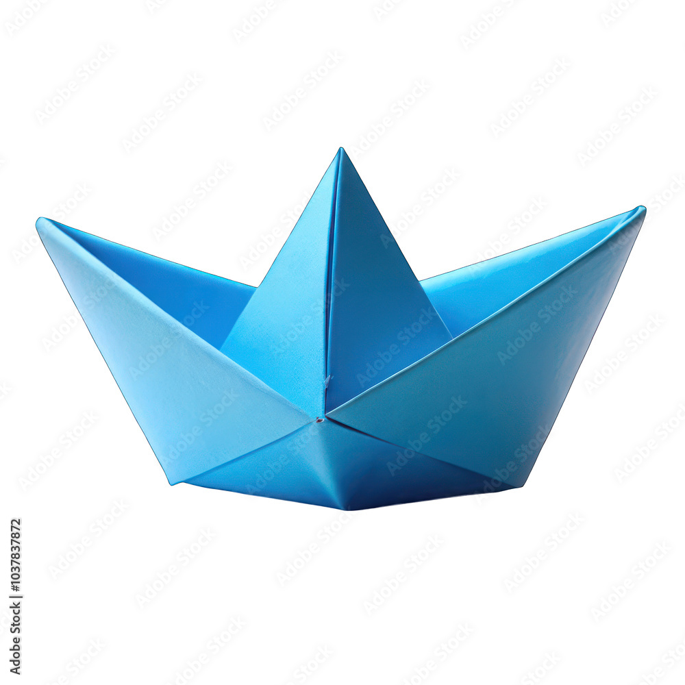 Blue paper boat isolated on transparent background Blue paper boat isolated on transparent background