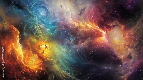 Abstract Space Nebula with Vibrant Colors