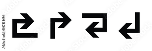 Way direction arrow. Go straight this way one way only turn U turn left and right. U turn arrow symbol. Vector illustrator. 