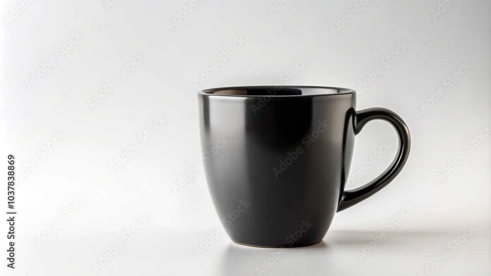 Obraz premium Close-up of black coffee cup mug mockup on white ceramic background