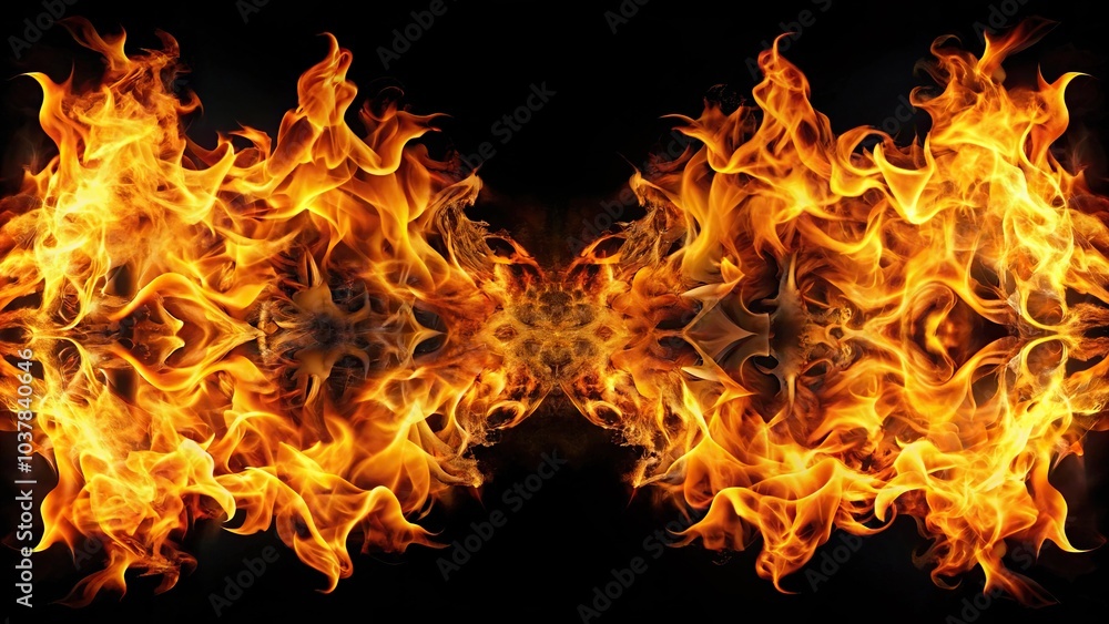 Close-up of burning flames on black background Close-up of burning flames on black background