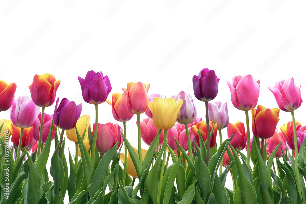 Vibrant tulip-filled meadow showcasing a mix of colorful flowers Vibrant tulip-filled meadow showcasing a mix of colorful flowers