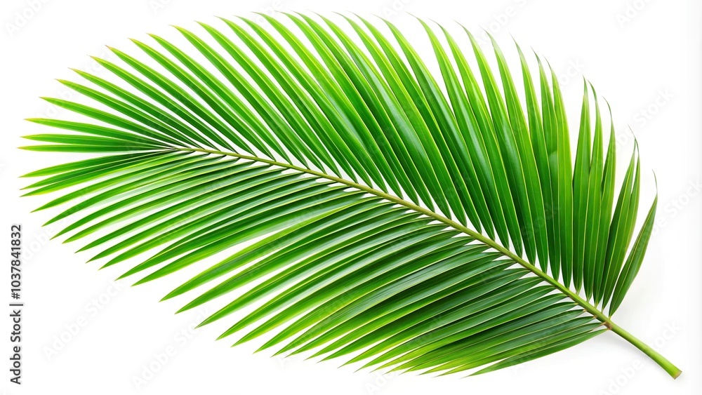 Close-up of coconut tree leaf isolated on white background with clipping path included Close-up of coconut tree leaf isolated on white background with clipping path included