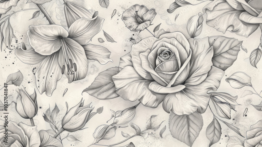 Black and White Floral Pattern Black and White Floral Pattern