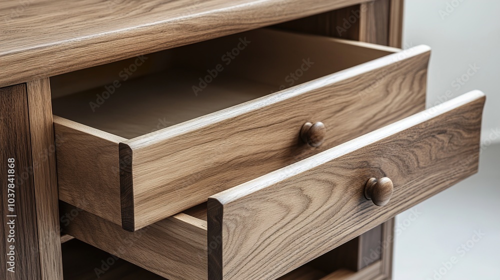 Close-up of Wooden Drawer with Natural Wood Grain Close-up of Wooden Drawer with Natural Wood Grain
