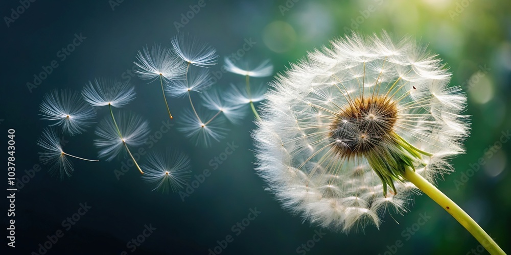 Fototapeta premium Close-up of dandelion blowing in wind