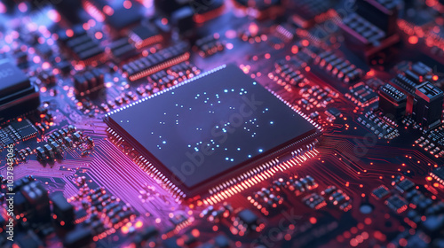 Powerful AI microchip: A computer processor symbolizing advanced artificial intelligence technology in CPU