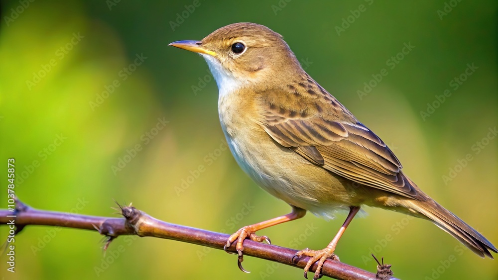 Close-up of grasshopper warbler on branch Close-up of grasshopper warbler on branch