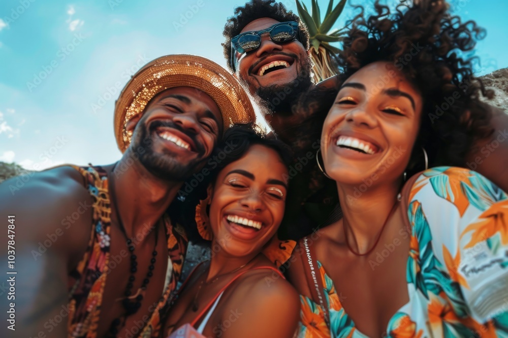Group of friends taking a selfie on the beach. Group of young people having fun on summer vacation. Group of friends taking a selfie on the beach. Group of young people having fun on summer vacation.