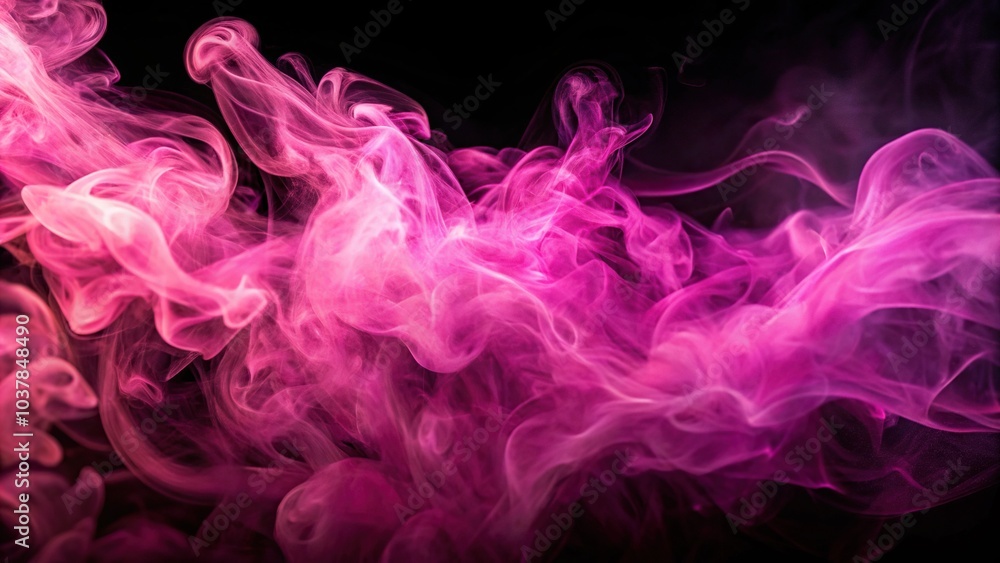 Close-up of light translucent neon pink smoke on black background Close-up of light translucent neon pink smoke on black background