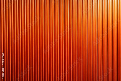 Closeup of orange metal corrugated sheet texture