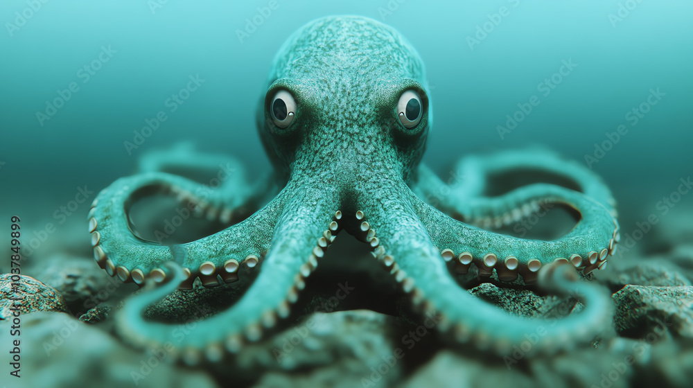 Obraz premium A vibrant octopus with striking features, gracefully positioned in its underwater habitat, showcasing intricate details and colors.