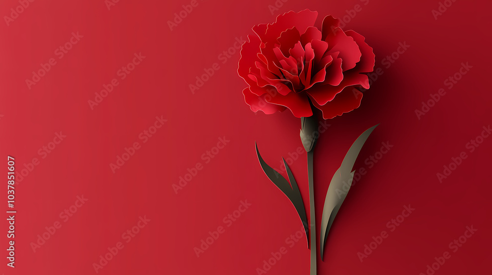 Obraz premium Carnation flower logo 3d vector papercut