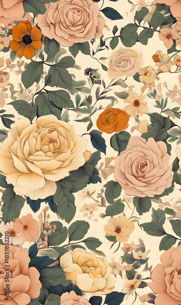 custom made wallpaper toronto digitalWhimsical Floral and Foliage Designs: Playful Doodles, Geometric Leaves, and Elegant Wildflowers in Bold and Soft Color Palettes.