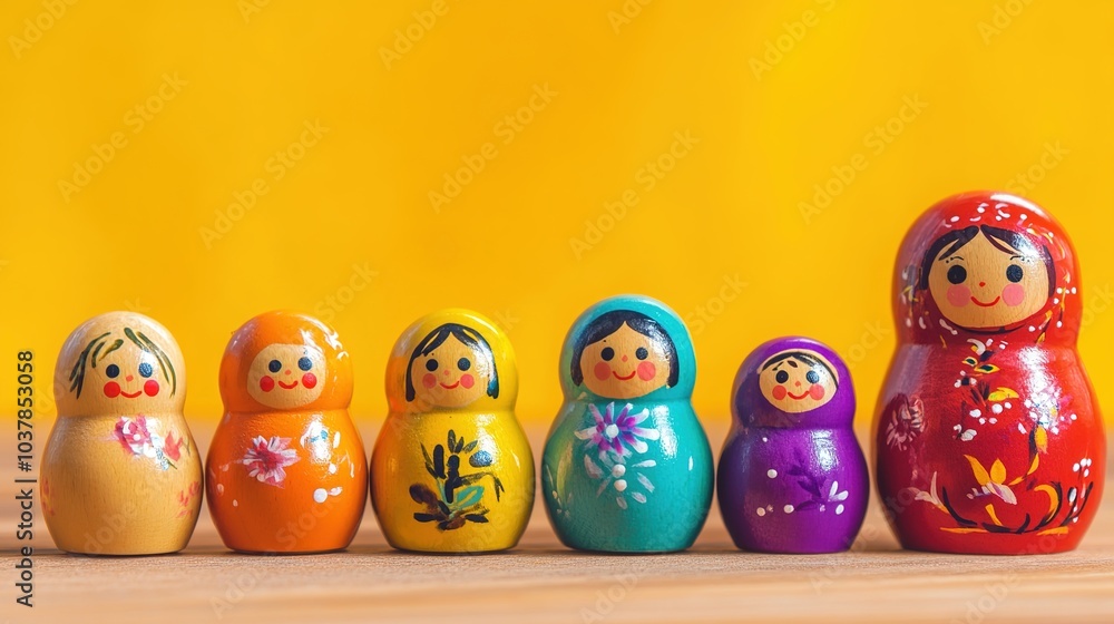 A creative representation of a sales funnel illustrated as a matryoshka doll. This unique design showcases the concept of sales processes, with each layer of the doll symbolizing different stages A creative representation of a sales funnel illustrated as a matryoshka doll. This unique design showcases the concept of sales processes, with each layer of the doll symbolizing different stages