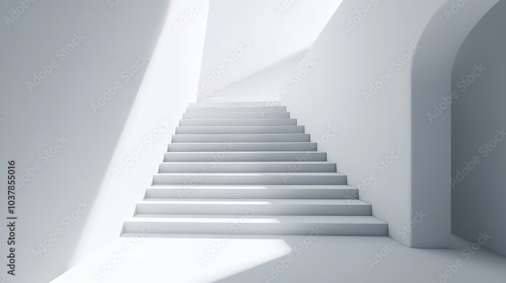 Ascending Stairs: Abstract White 3D Illustration Ascending Stairs: Abstract White 3D Illustration