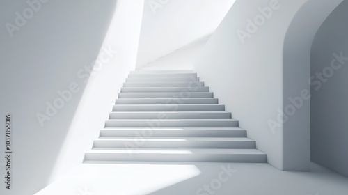 Ascending Stairs: Abstract White 3D Illustration