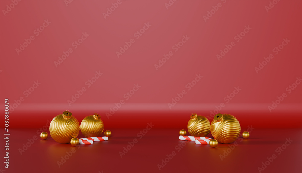 Isolated, red Christmas balls with gold accents, resembling healthy, yellow fruit, perfect for festive decoration Isolated, red Christmas balls with gold accents, resembling healthy, yellow fruit, perfect for festive decoration
