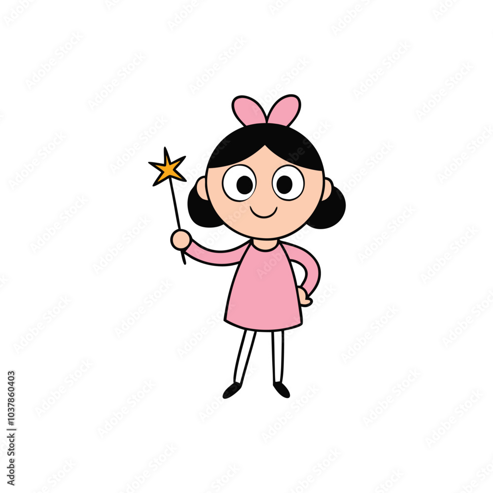 A Girl Holding a Sparkler on White Background - New Year Concept Vector Illustration A Girl Holding a Sparkler on White Background - New Year Concept Vector Illustration