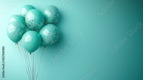 Vibrant Turquoise and Green Balloons Composition for Celebratory Backgrounds in Events and Design Projects