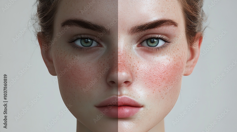 Before and After Laser Treatment for Rosacea: 8K Realistic Lighting Before and After Laser Treatment for Rosacea: 8K Realistic Lighting