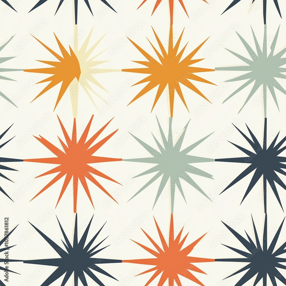 Bold Thai Starburst Pattern with Colorful Shapes Bold Thai Starburst Pattern with Colorful Shapes