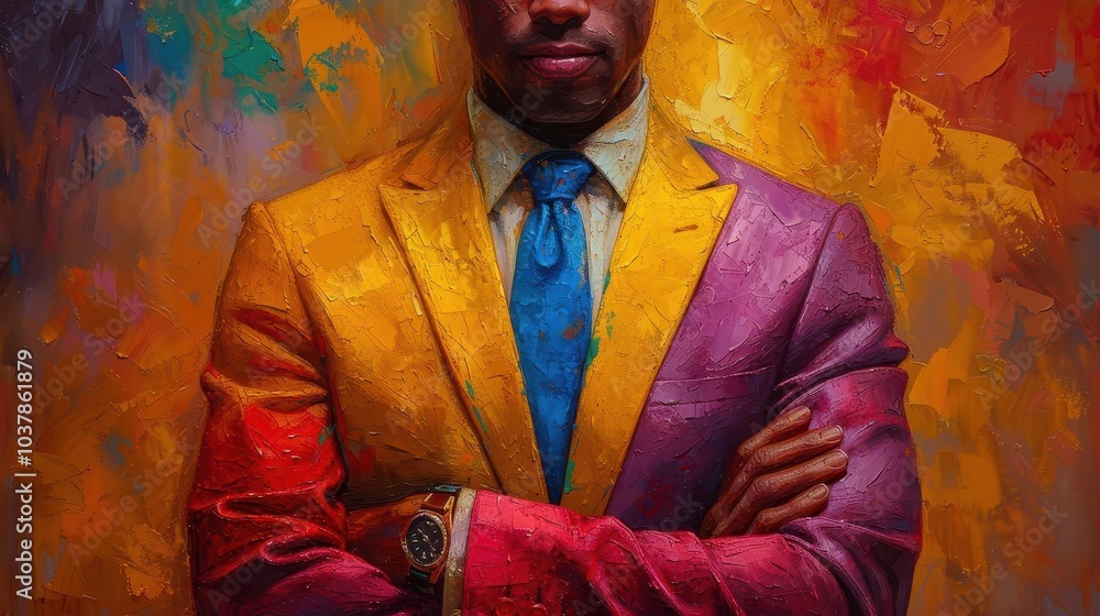 Fototapeta premium Investment advisor consultation, professional attire, vibrant colors, office setting, detailed