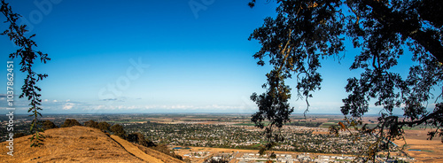 panoramic view of a city and farmlands 