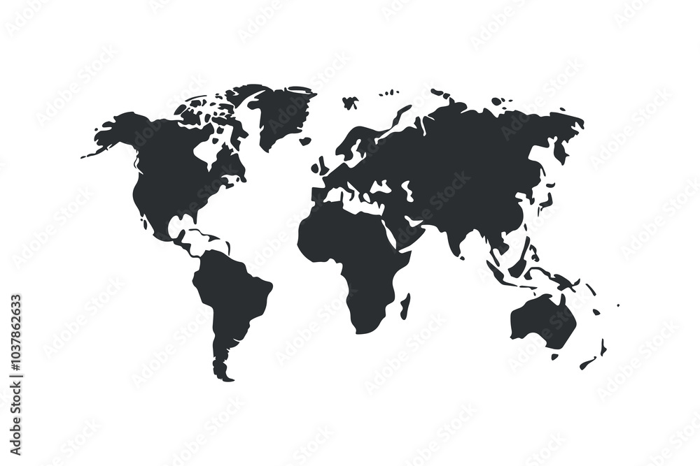 Fototapeta premium black world map vector illustration for creative projects