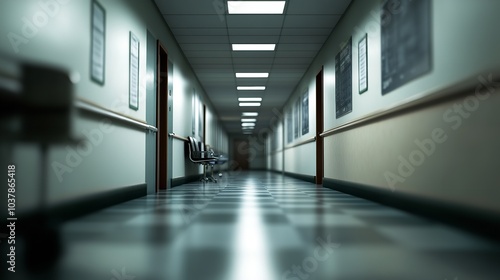 Blurred Image Background of Corridor in Hospital or Clinic