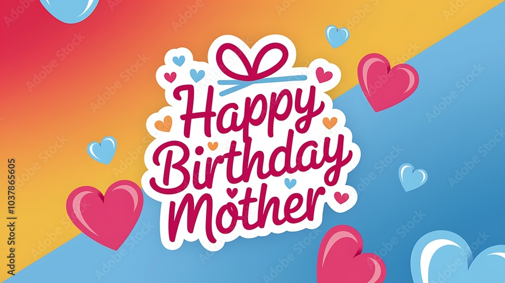 Happy Birthday Mother Greeting Card with Hearts Happy Birthday Mother Greeting Card with Hearts