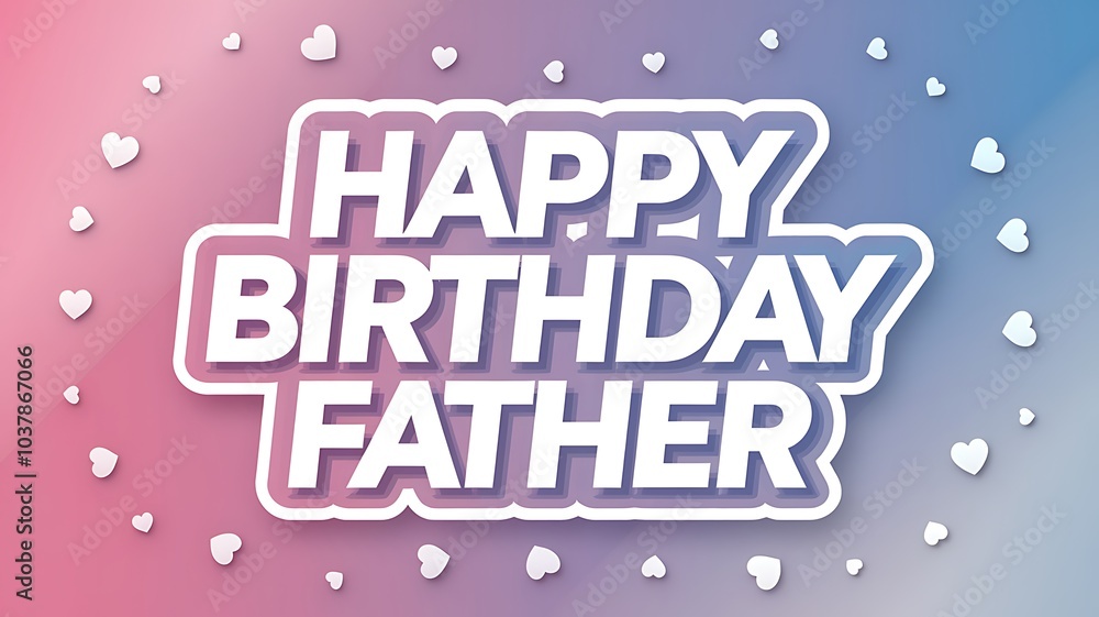 Happy Birthday Father Greeting with Hearts Happy Birthday Father Greeting with Hearts
