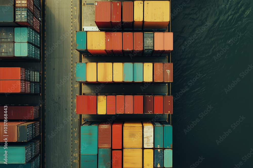 Fototapeta premium Aerial View of Shipping Containers at a Port Terminal