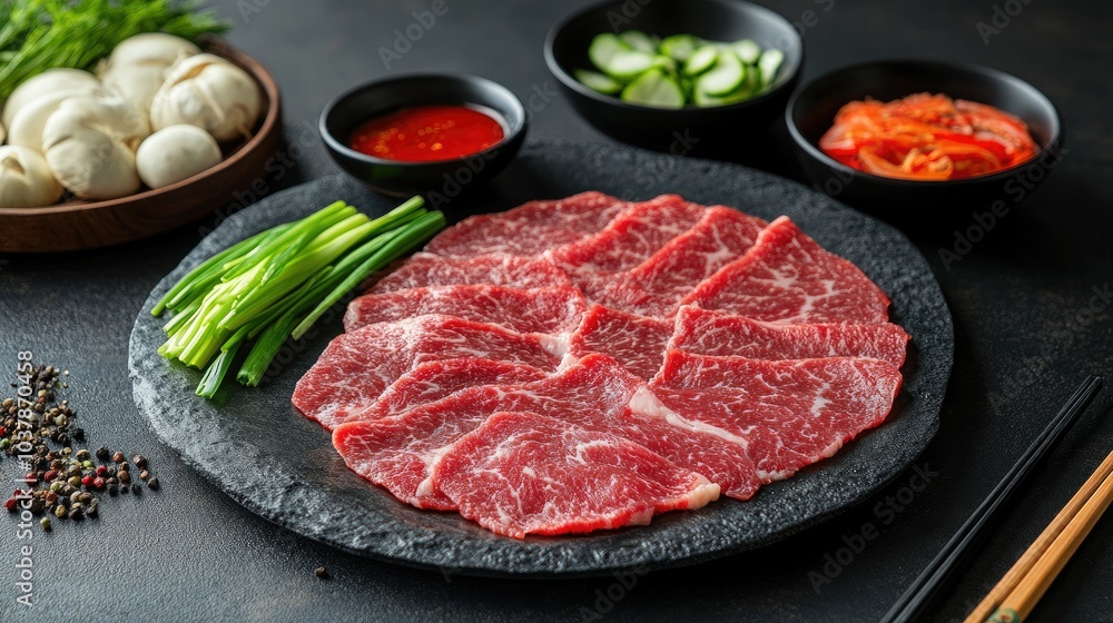 Fresh Sliced Beef for Asian Cuisine Preparation Fresh Sliced Beef for Asian Cuisine Preparation