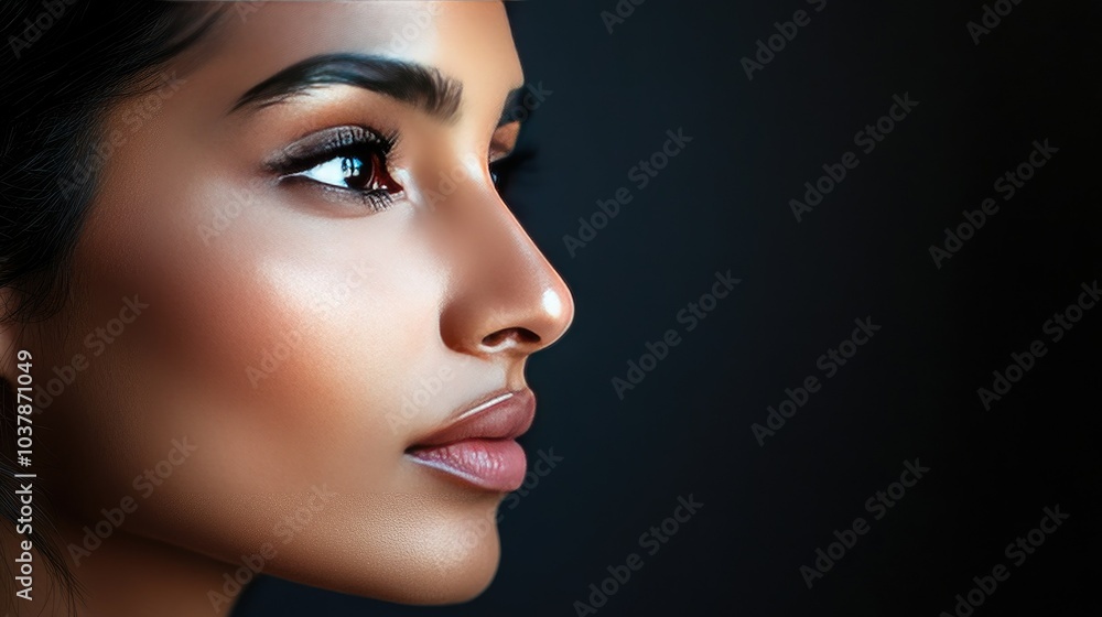 Fototapeta premium Profile of a Beautiful Woman with Glowing Skin