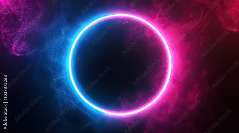 Neon Circle with Colorful Smoke Effect Neon Circle with Colorful Smoke Effect