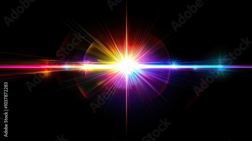 Colorful Light Burst on Black Background