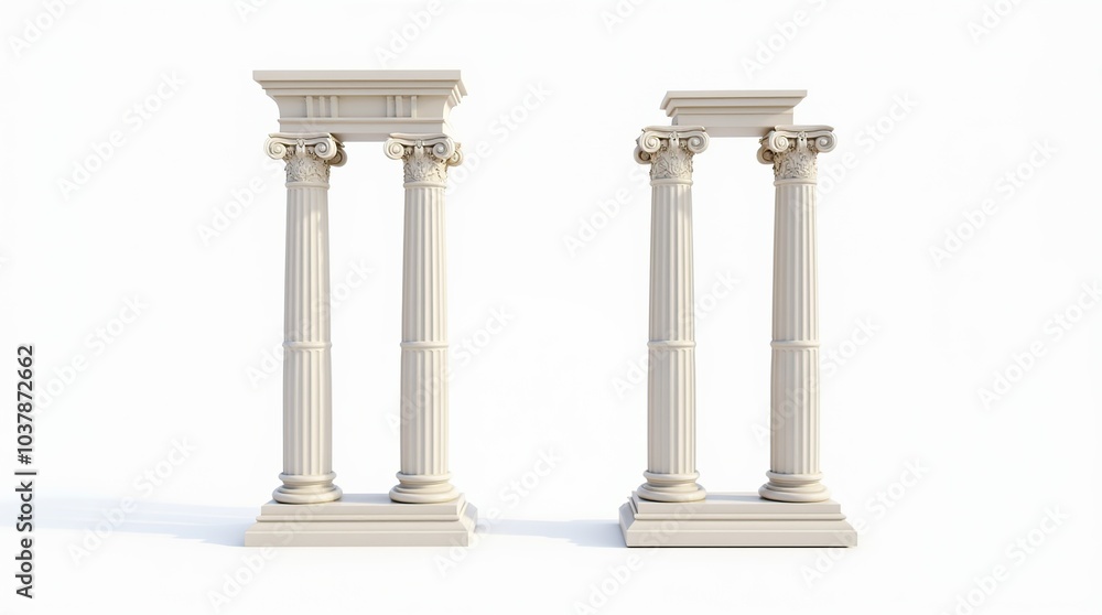 Naklejka premium Different Greek columns isolated on a white background