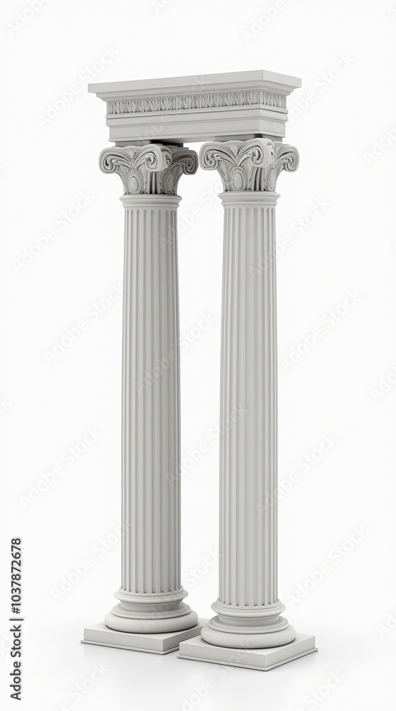 Greek architectural columns isolated on white background Greek architectural columns isolated on white background